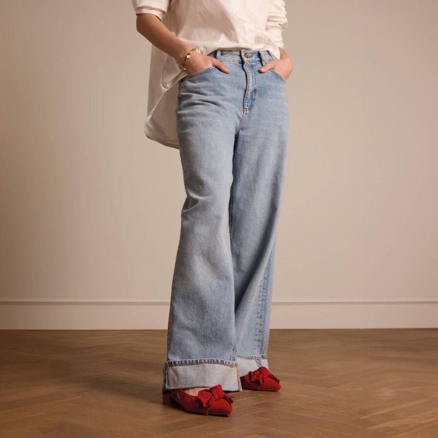 Manfield Dames Rode suède loafers met strik