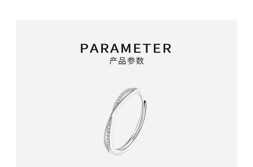 pexrl sieraden - gelaagde open ring van sterling zilver met strass