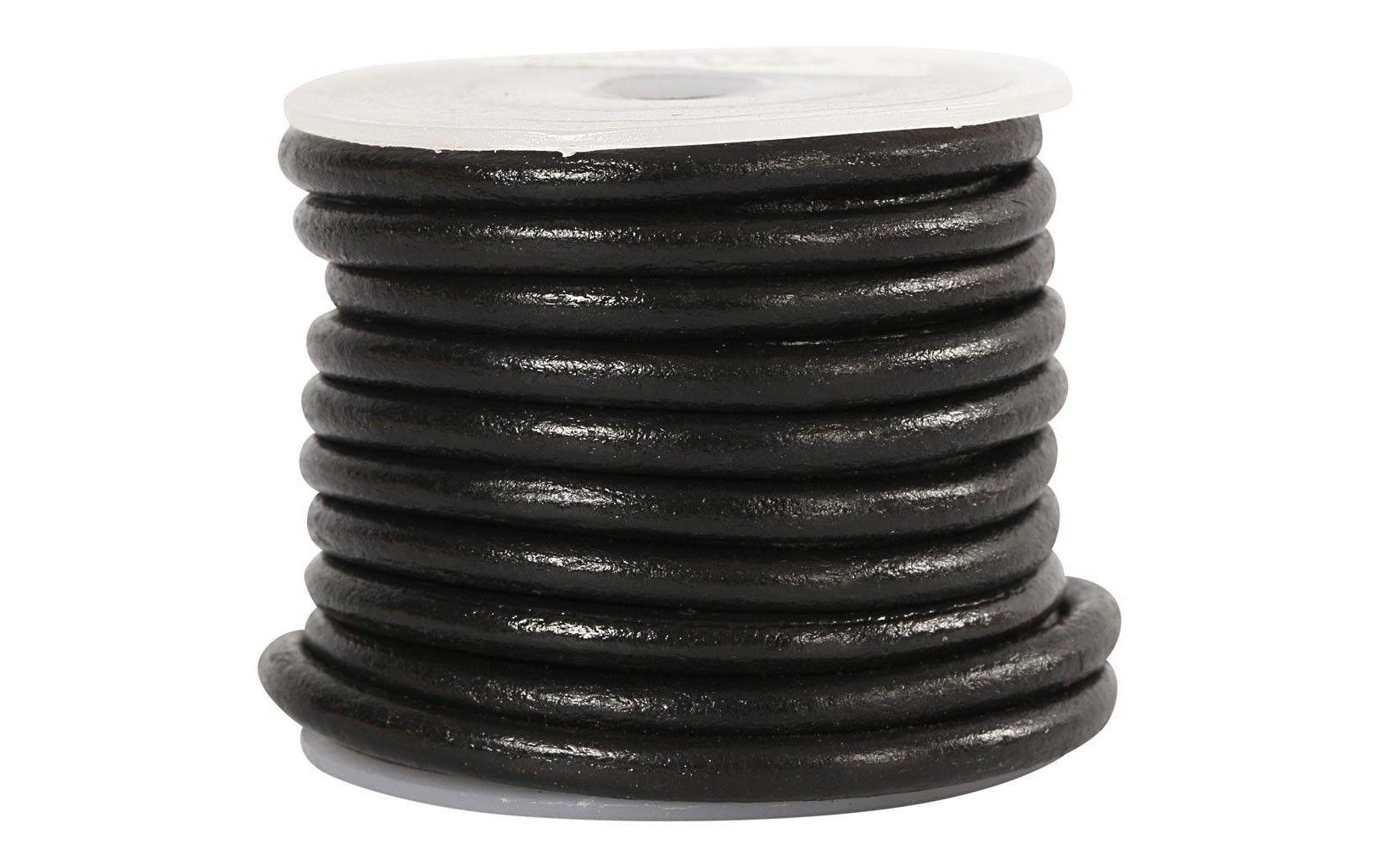Lederband 4 mm, Schwarz, 5 mBand aus Leder