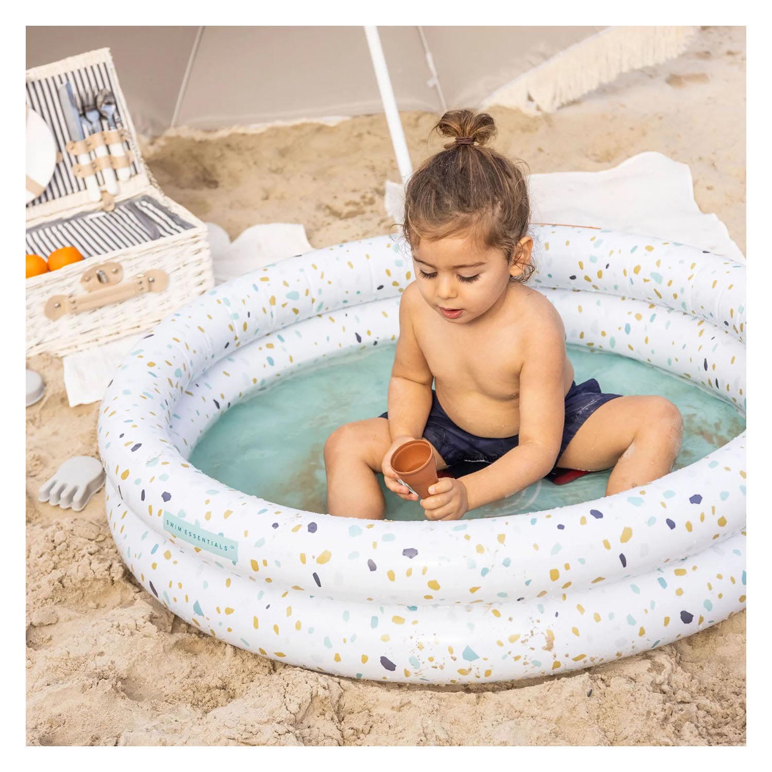 Swim Essentials Baby Zwembad Terrazzo Wit, 100cm