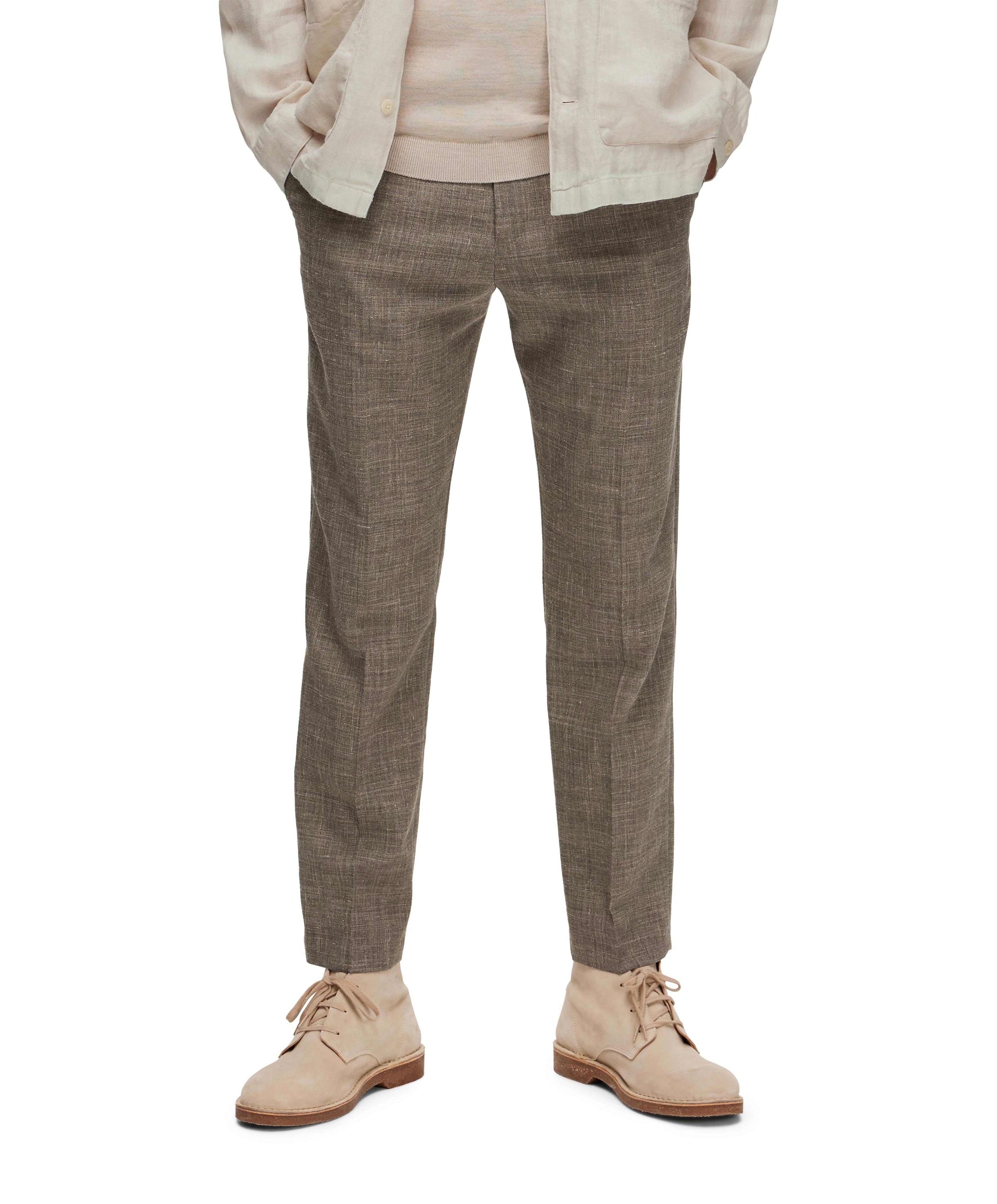 Selected SLHSLIM-OASIS LINEN TRS B NOOS pantalon bruin