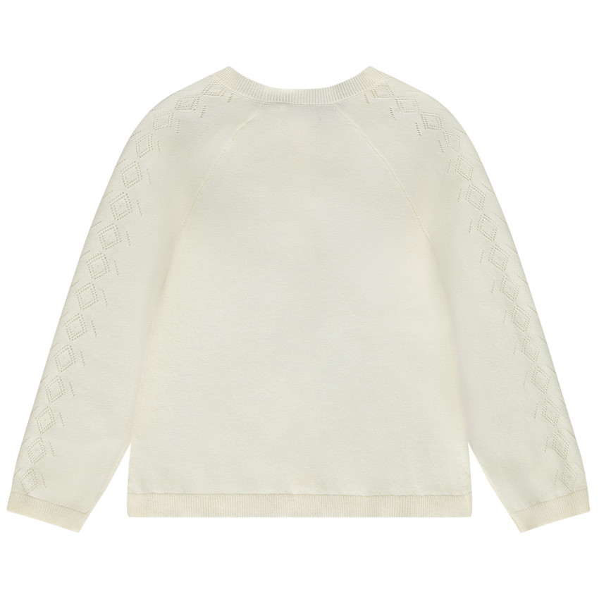 Gilet manches raglan en tricot pointelle pour fille