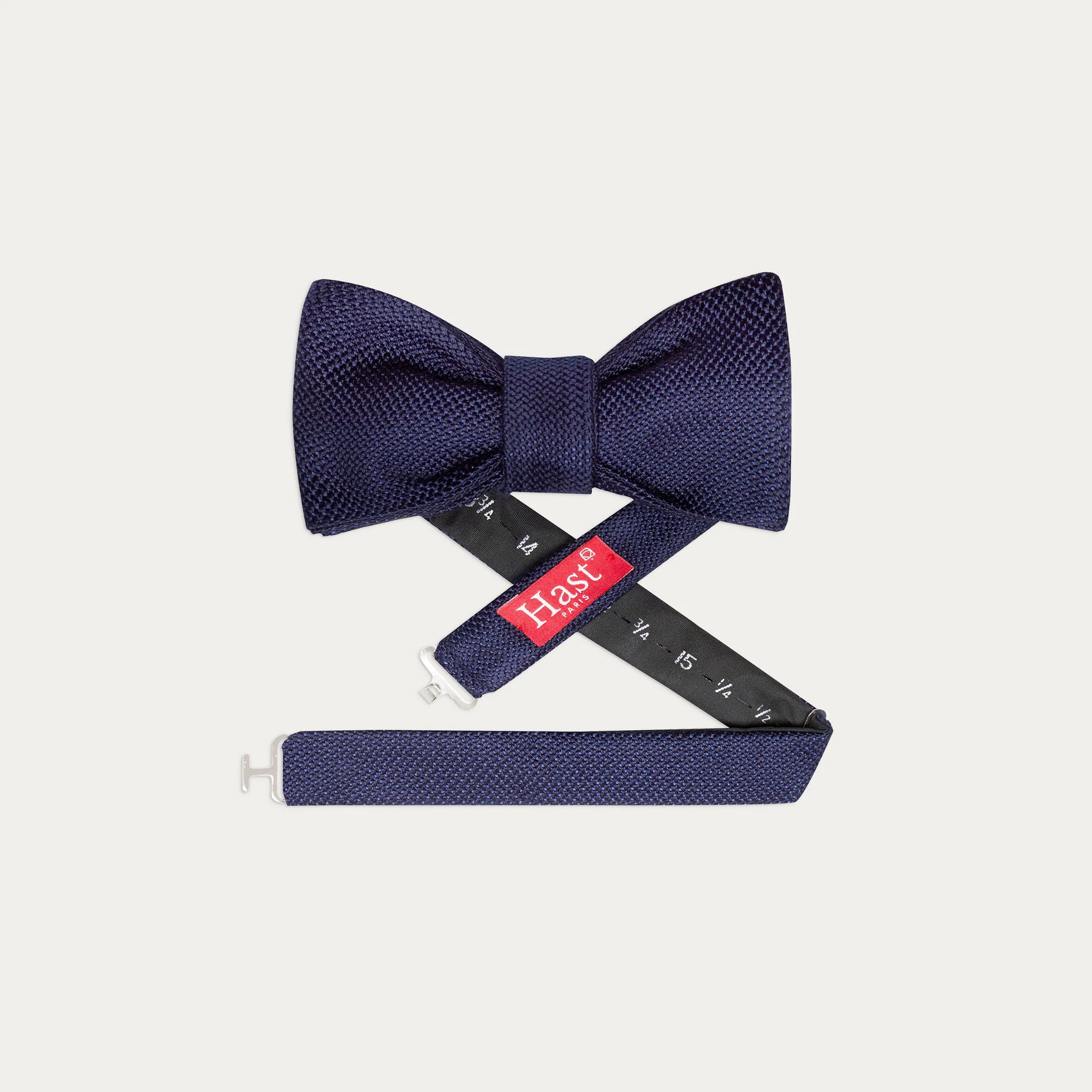Navy blue silk grenadine bow tie