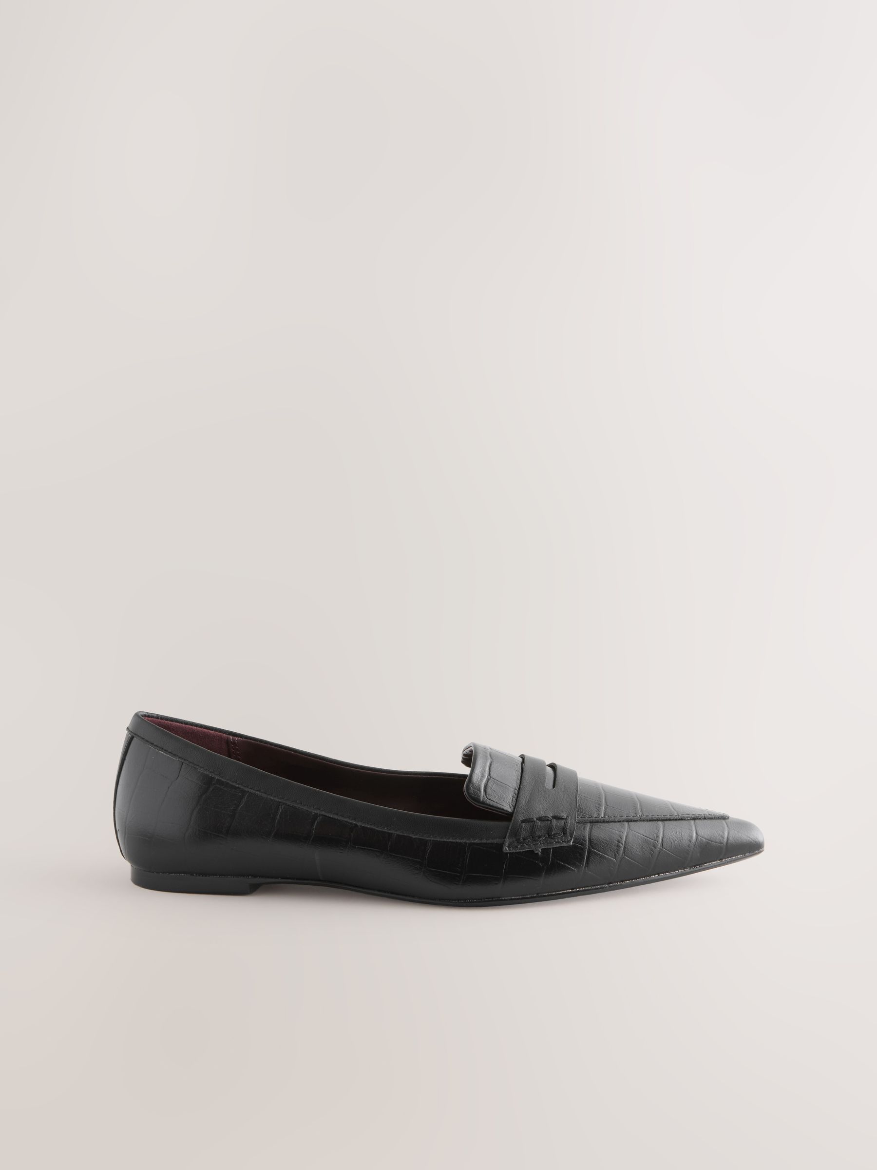 Black Croc Effect Embossed - Forever Comfort® Premium Leather Pointed Toe Loafers