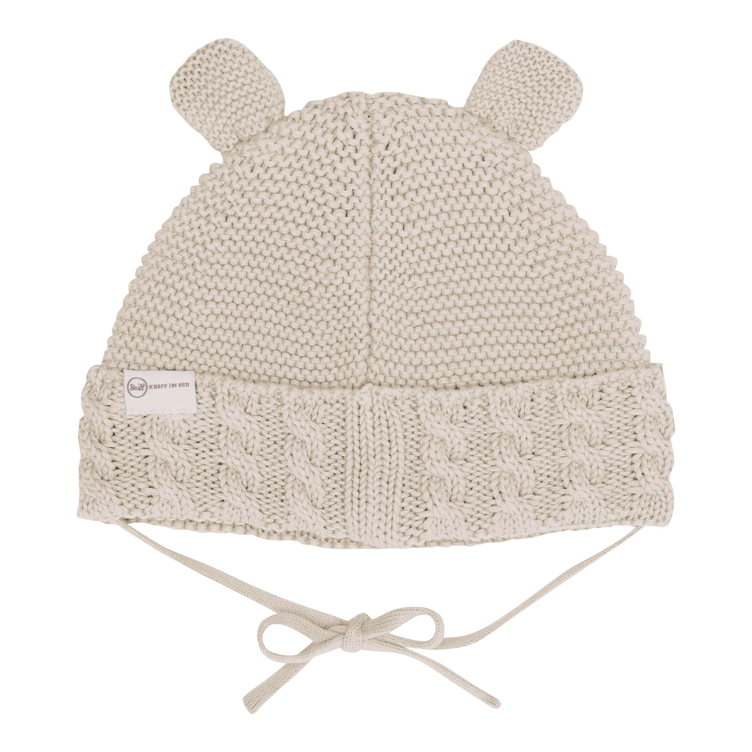 Steiff Strickmütze mit Ohren Bär beige/grau