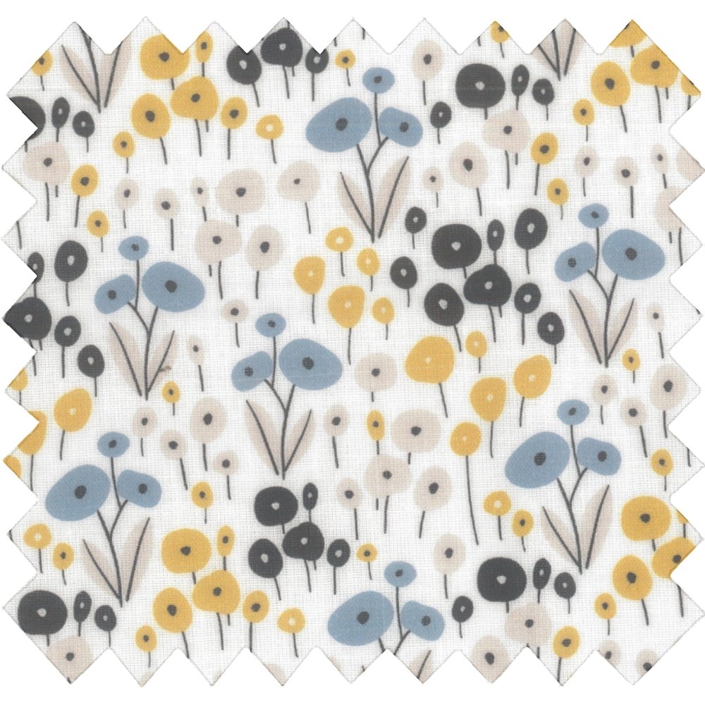 Tissu Enduit Au Mètre Fleurs Graphique Ex1051