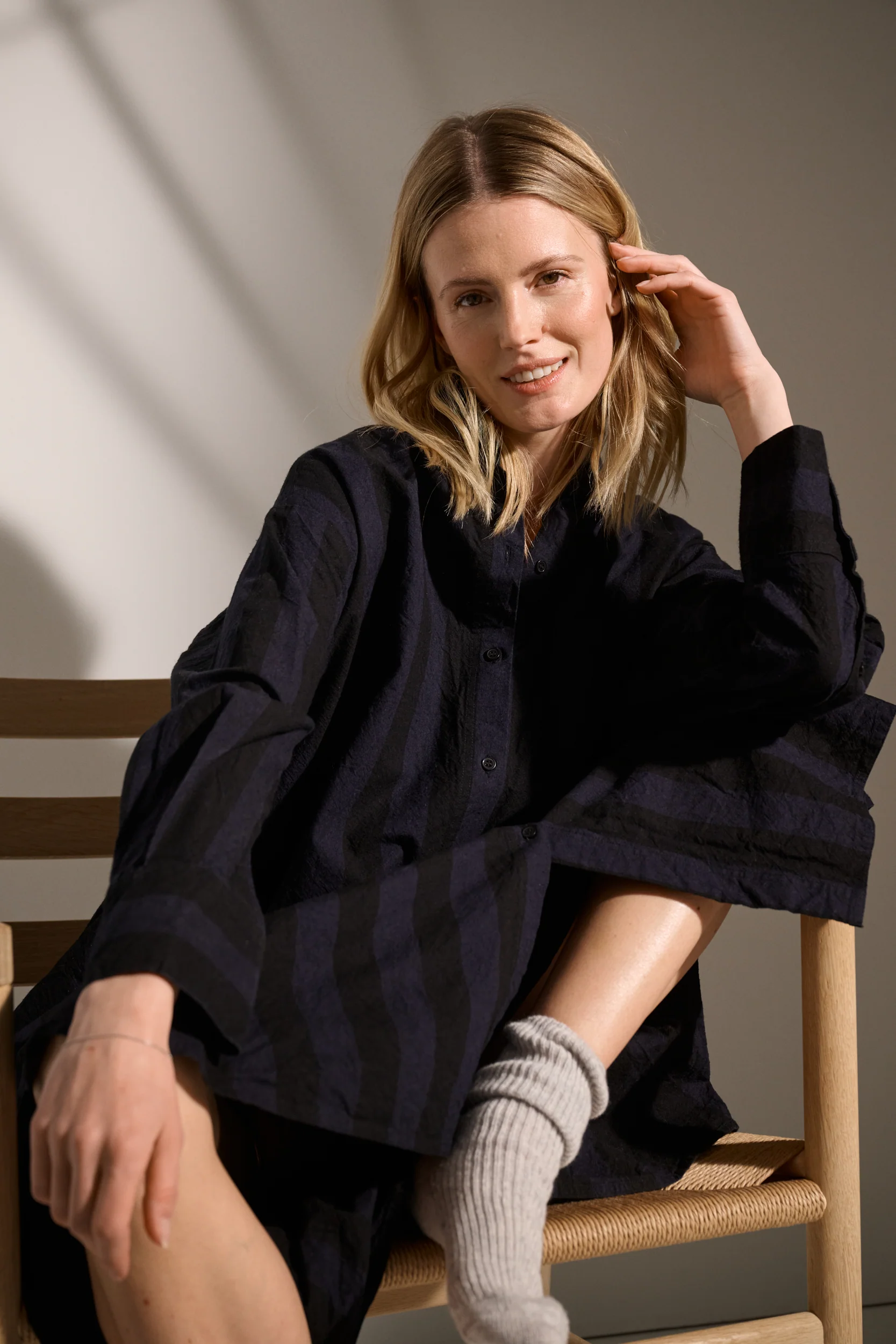 Moshi Moshi Mind  Story Rib ankelstrømper - Grey Melange