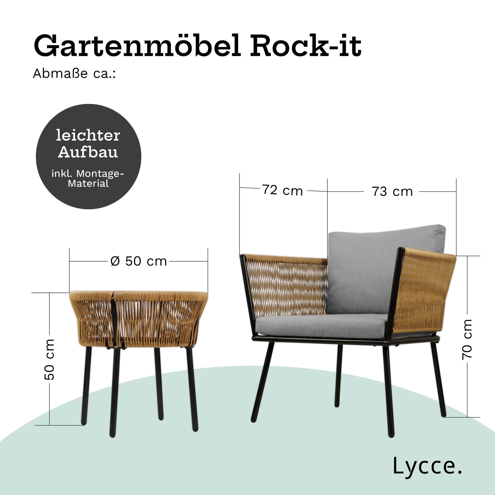 Gartenmöbel Set ROCK-IT Balkonmöbel Set 3 teilig aus Polyrattan