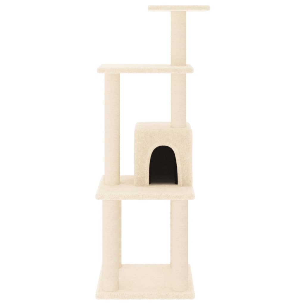 Arranhador para gatos Vidaxl com toca, cor creme