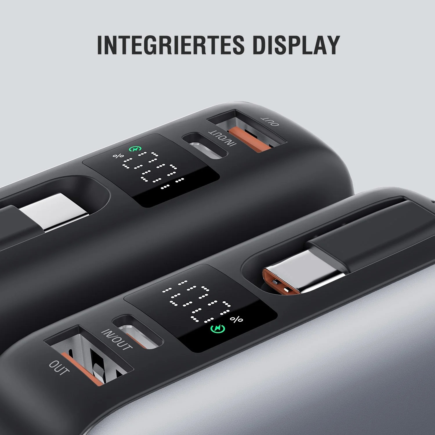 (45W) 20000mAh Enterprise Pocket Powerbank USB C PD Ladegerät inkl. Ladekabel   Standfuss (4S541409) - Spacegrau