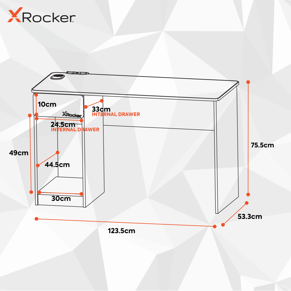 Xrocker Carbon-Tek Desk With Wireless Charging And Neo Fiber Led