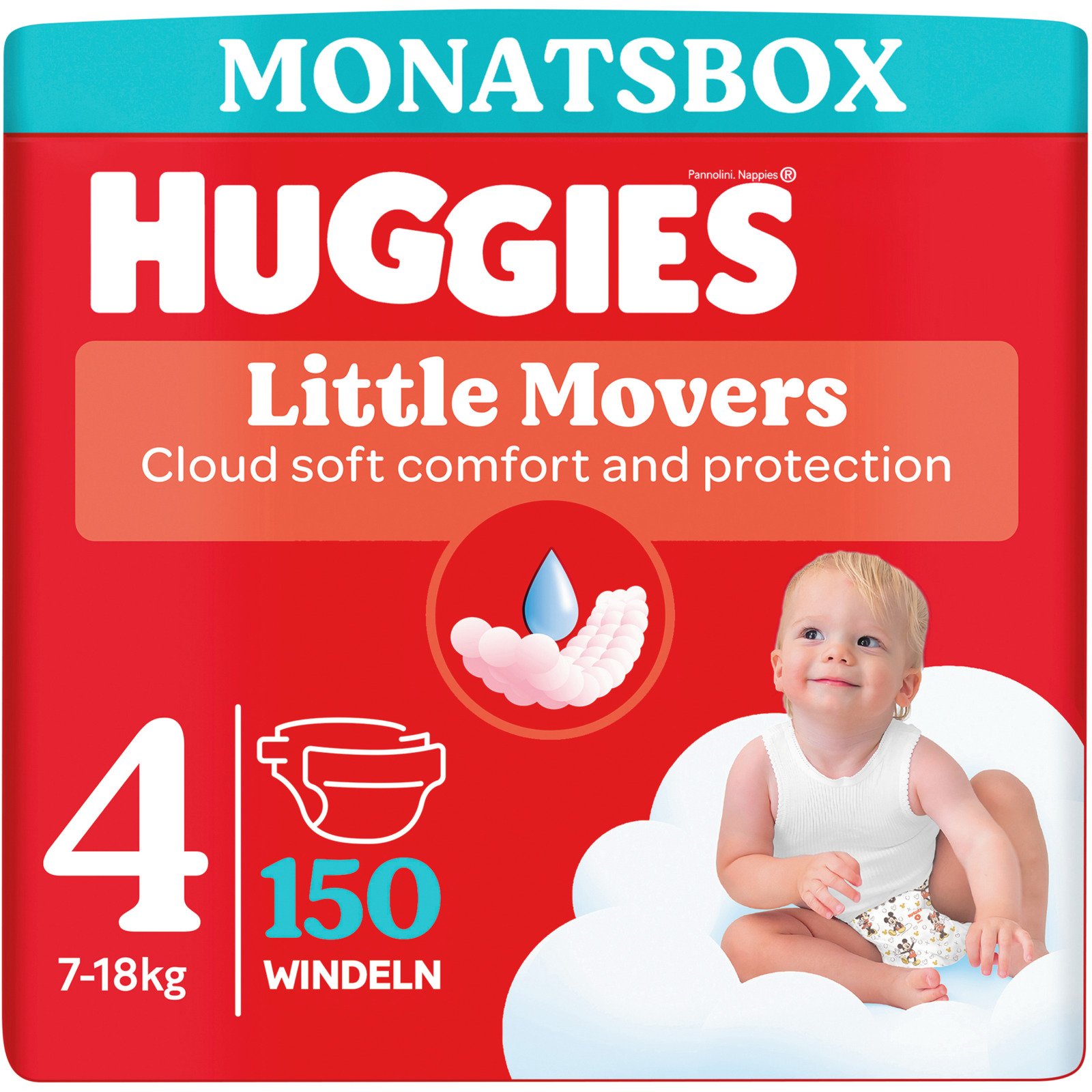 Huggies Little Movers Grösse 4, 7-18 kg, Monatsbox