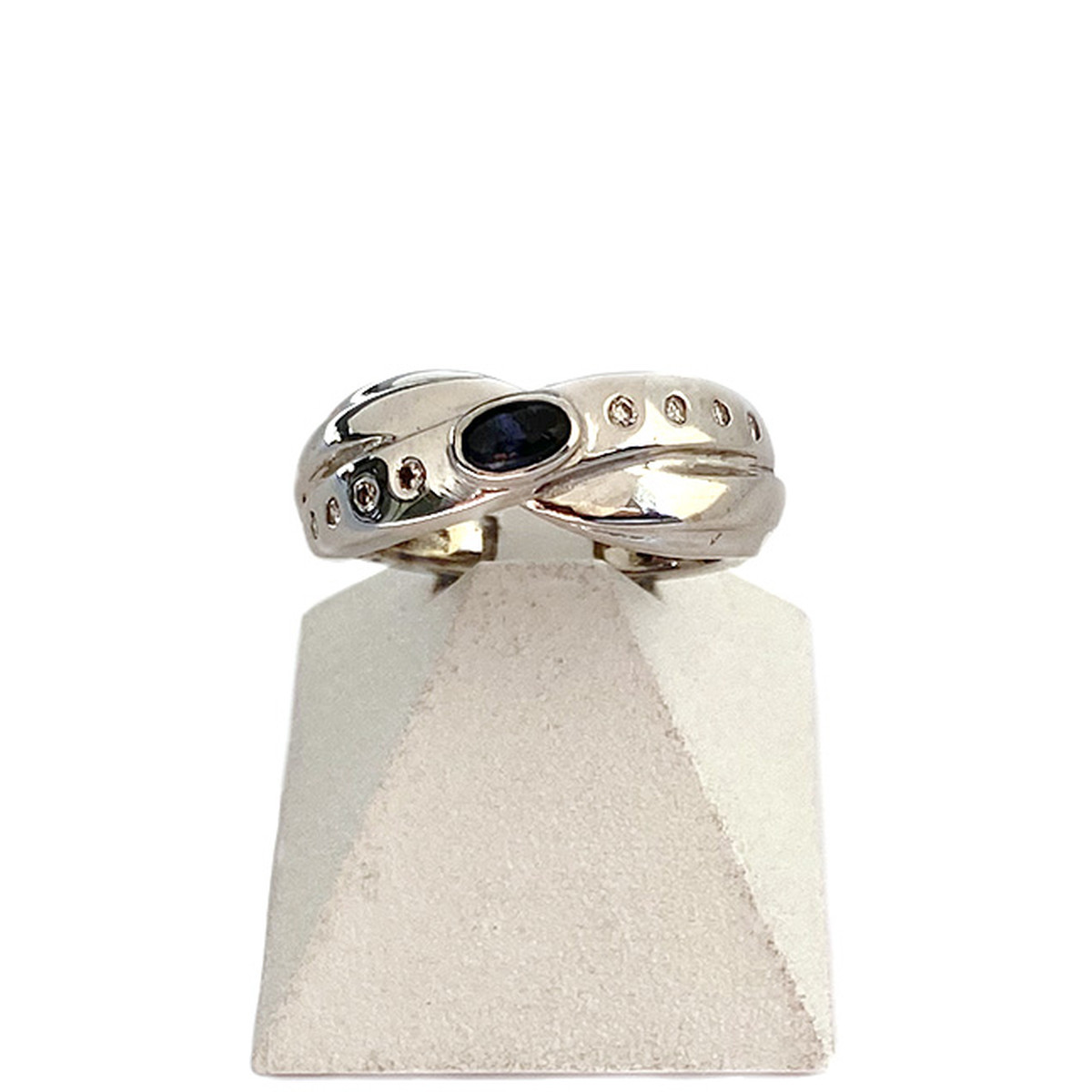 Bague d'occasion or 750 blanc saphir et diamants