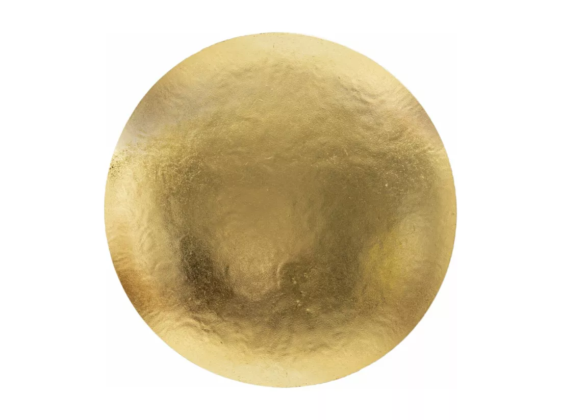 Applique Murale Dorée Goldy Round - Lampe Murale Métal Doré Ø 26x13 cm avec Finition Feuille d'Or, Éclairage Élégant et Raffiné