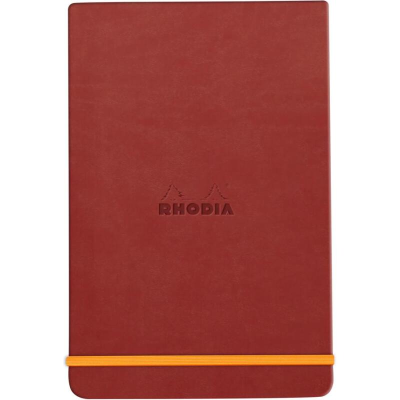 Rhodiarama Webnotepad rembordé rigide 9x14 cm 192 pages ligné microperforé papier ivoire 90g fermeture élastique - Nacarat