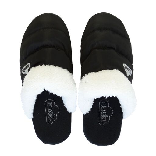 Pantufas Nuvola para casa/camping, modelo tamanco de lã com sola de borracha.
