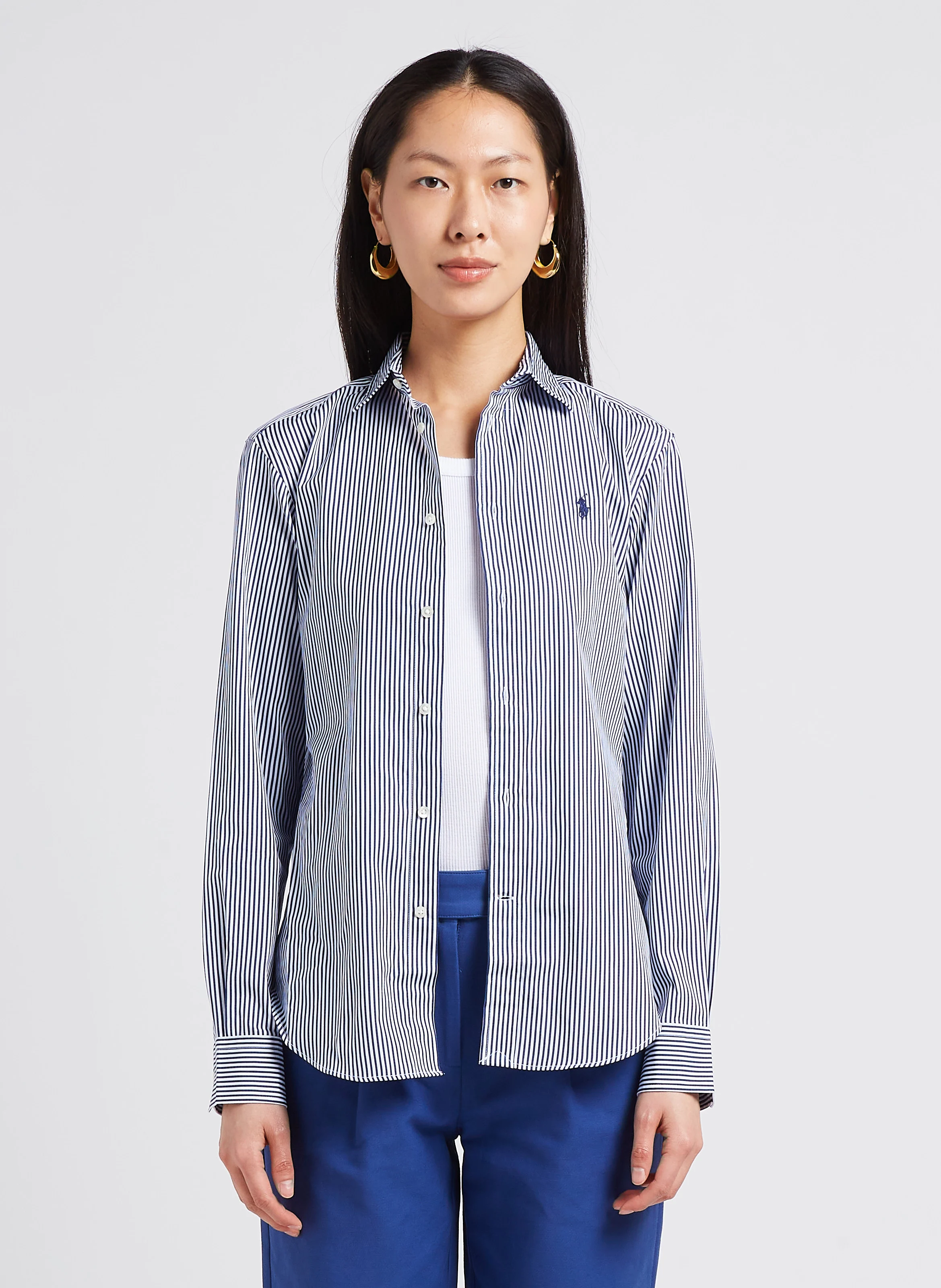 Chemise col classique rayée en coton | Rayé