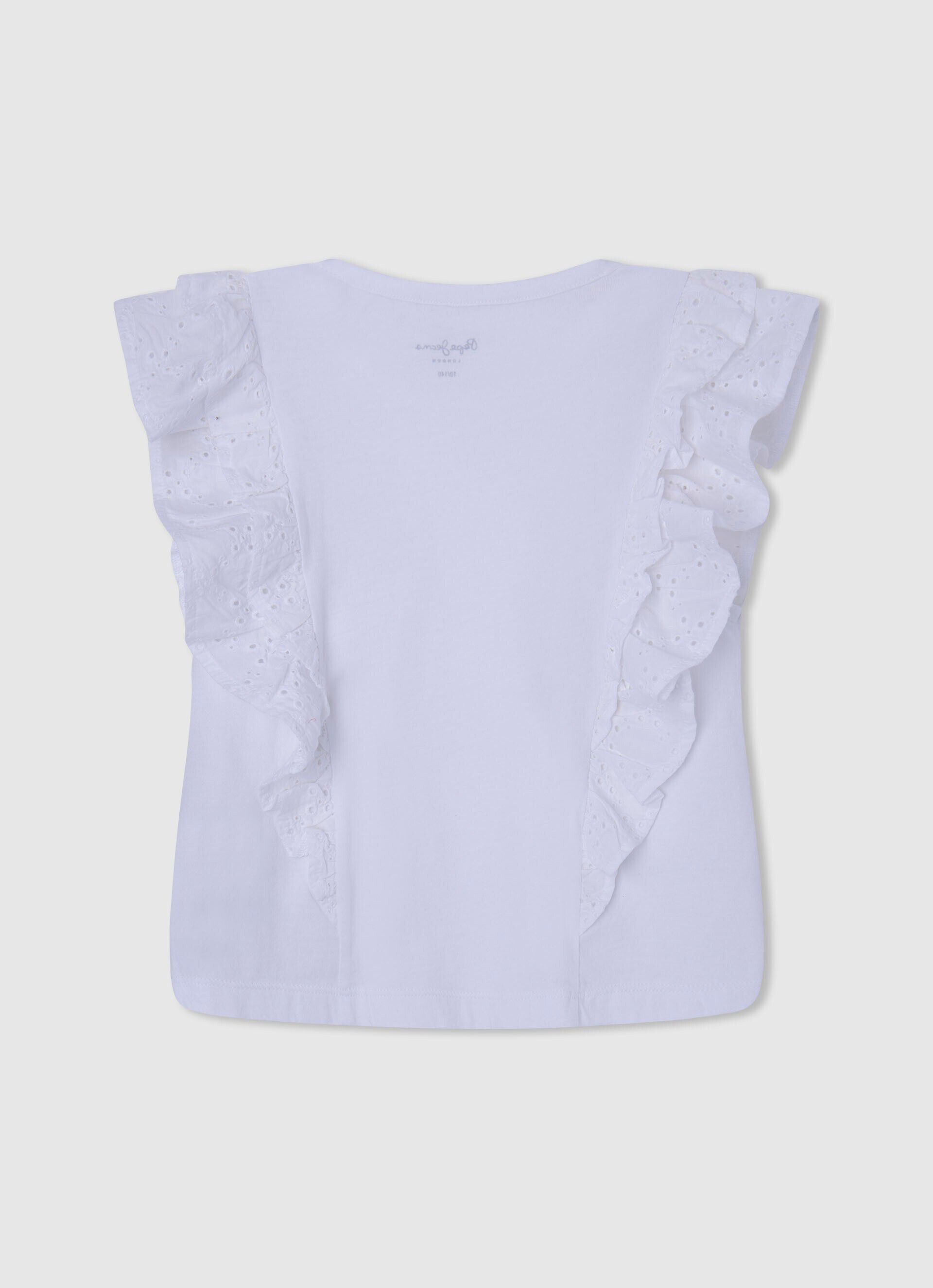 CAMISETA COM DUPLA BABADO - branca