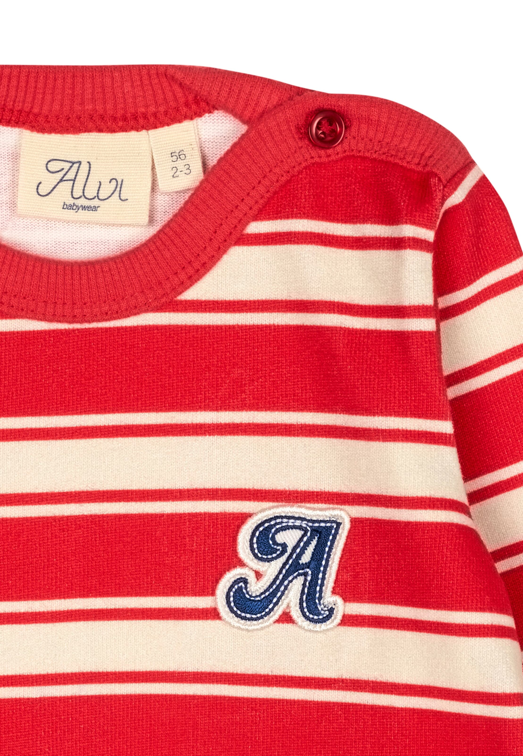 Alvi Langarmshirt - Pionsettia-Antique White Stripe
