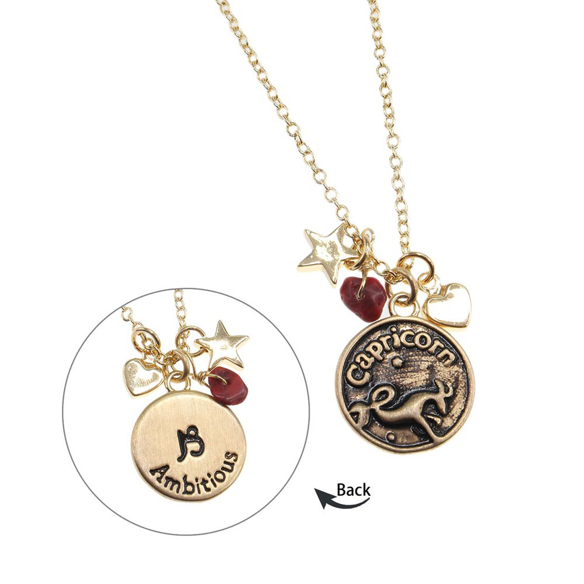 Collier laiton dore capricorne