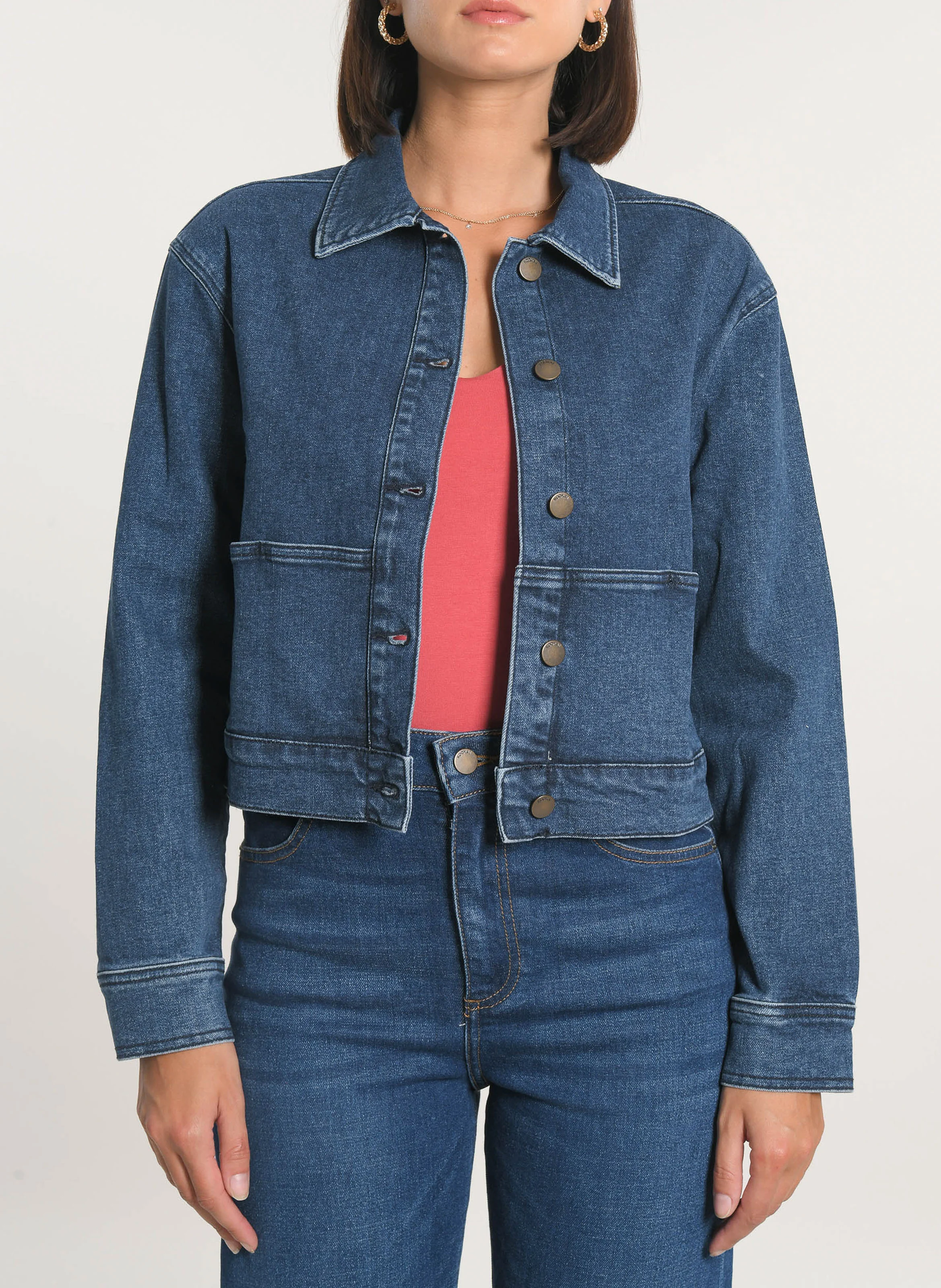 JENNY - Veste col chemise en jean | Bleu
