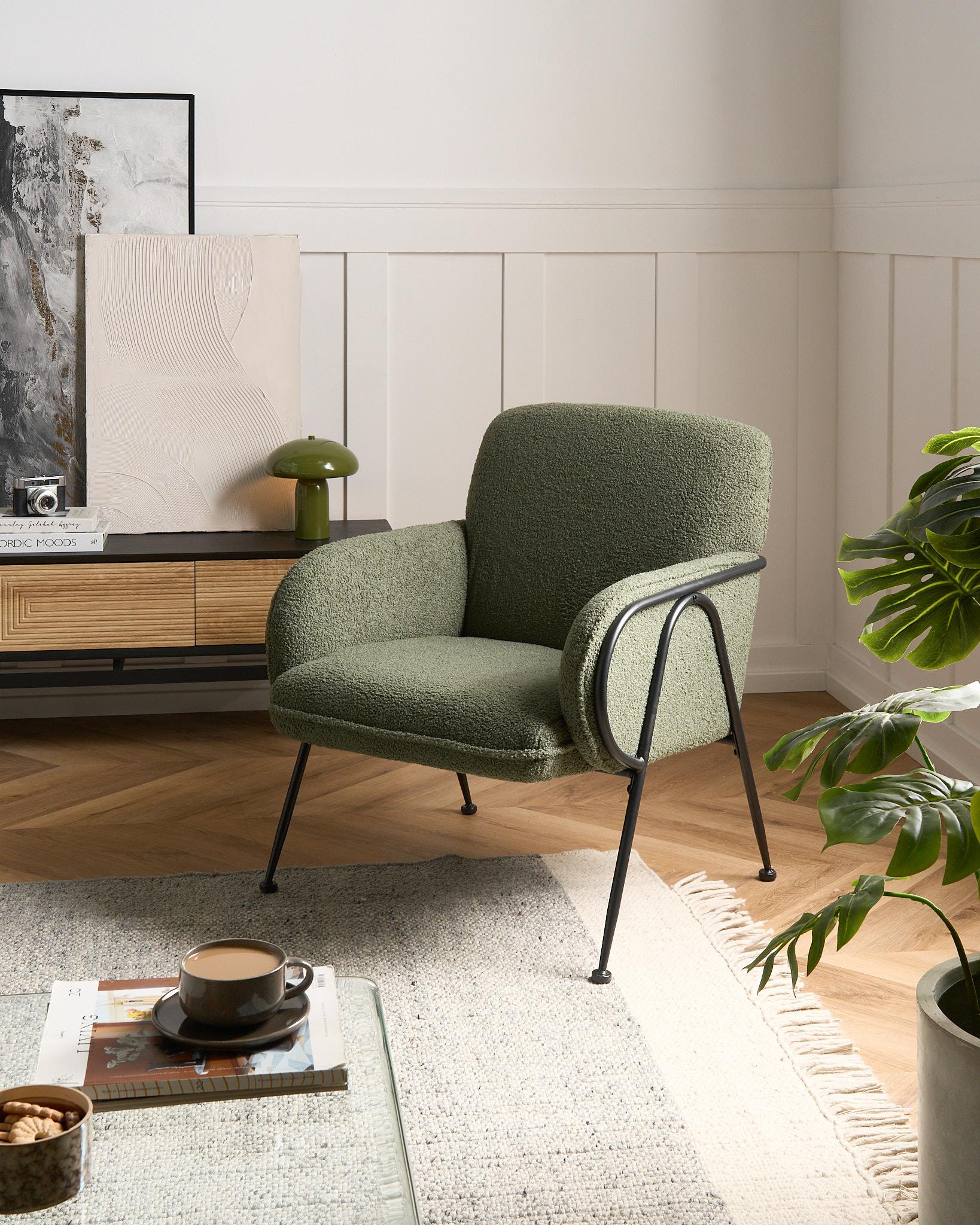 Fauteuil TRYSNES Bouclé Groen