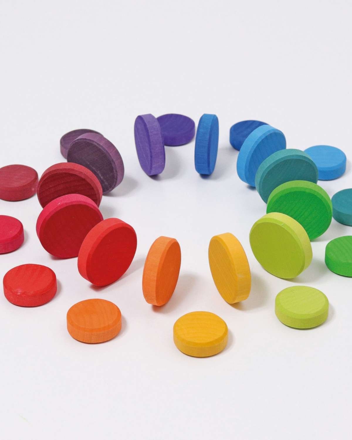 Regnbue Sjetonger i tre – 24stk | Wooden Rainbow Coins