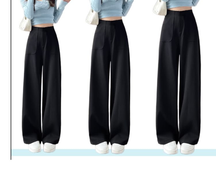 Jaqmine - High Rise Plain Wide Leg Broek