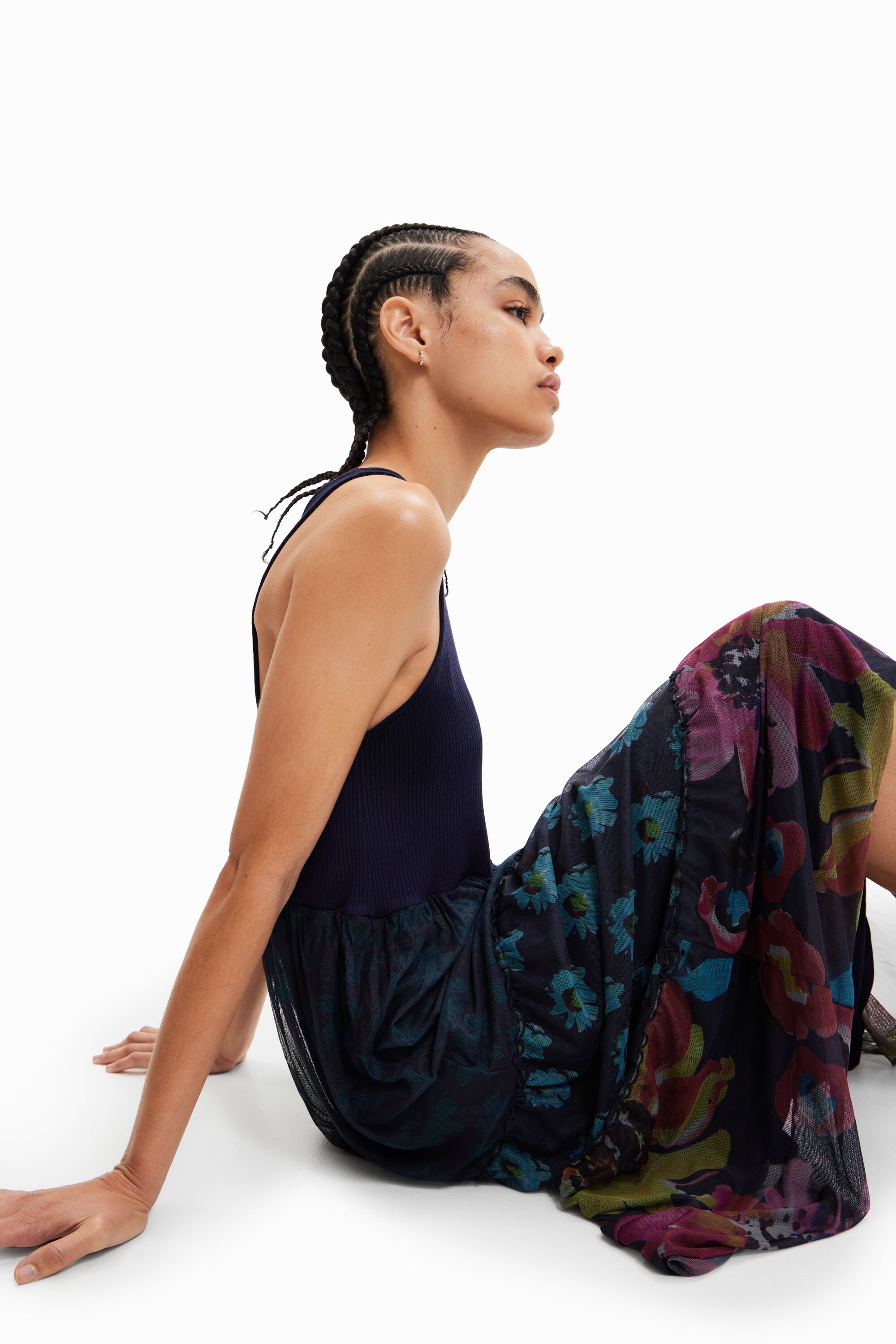 Robe longue combinée tulle
