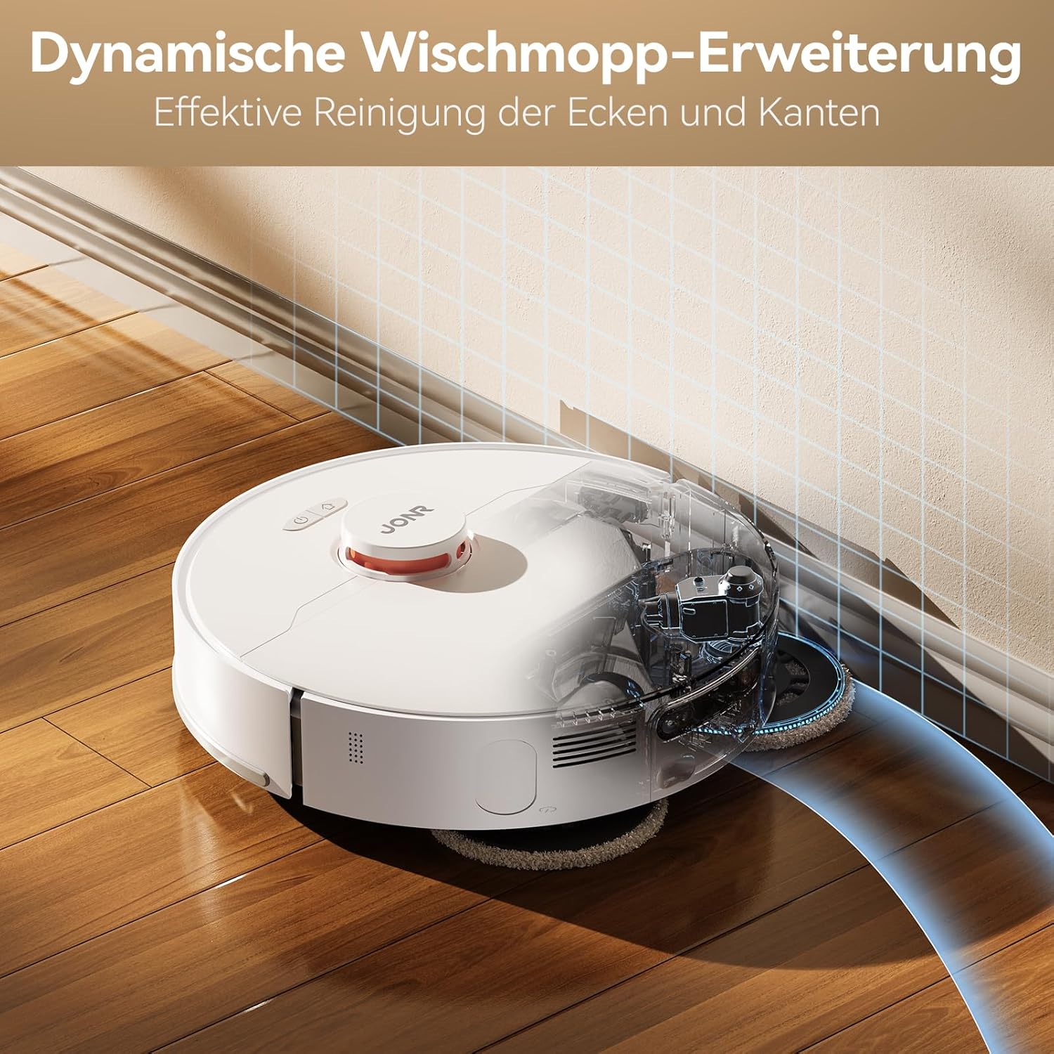JONR T5 Pro Saugroboter mit Wischfunktion, 8150Pa Saugkraft (verbessert von T5 Lite) mit Heißlufttrocknung, Anti-Verfilzungs-Seitenbürste, Hindernisvermeidung, LiDAR-Navigation, All-in-One Dockund