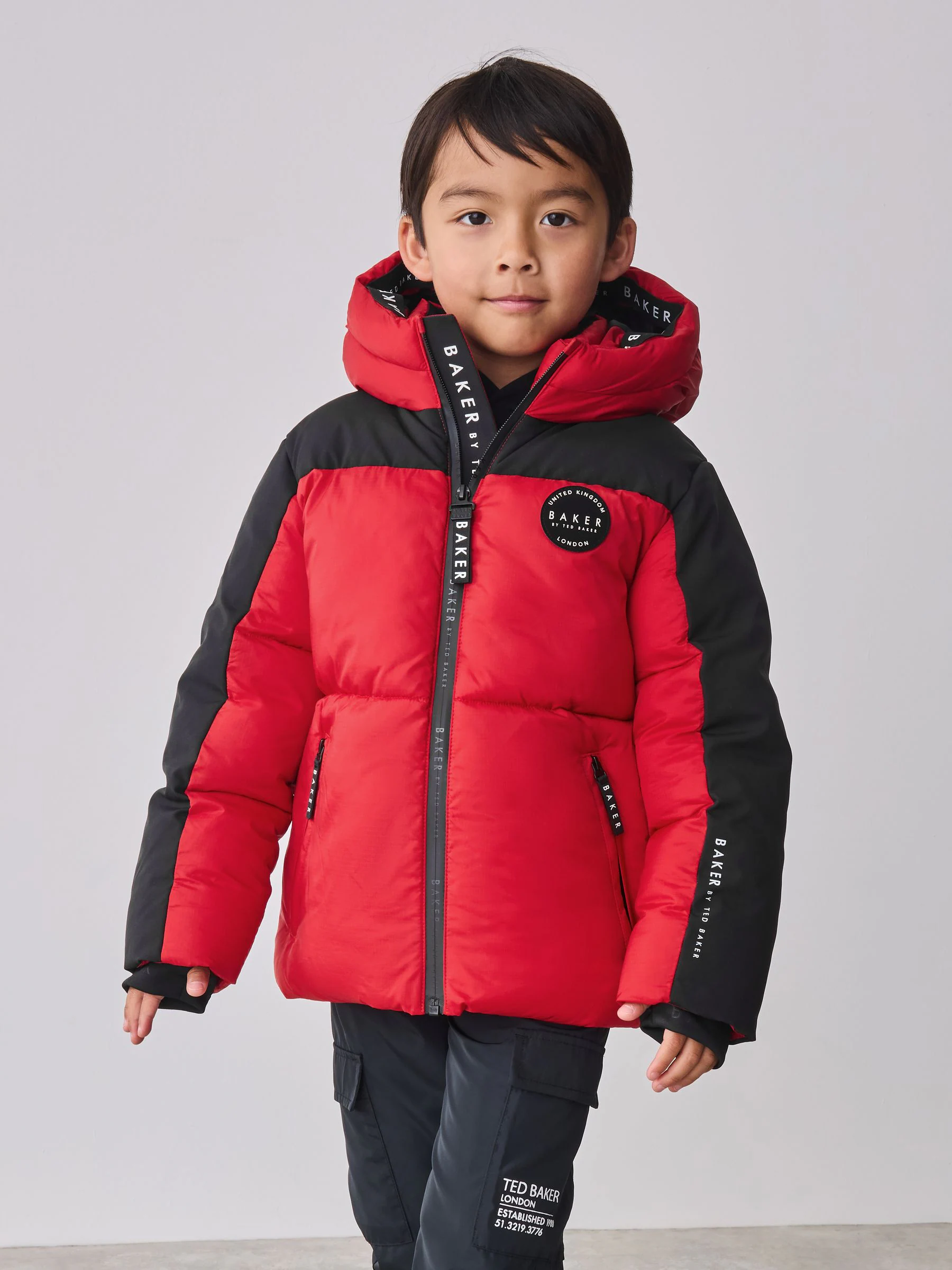 Rood/zwart - Baker By Ted Baker Shower Resistant Colourblock Padded Jackets