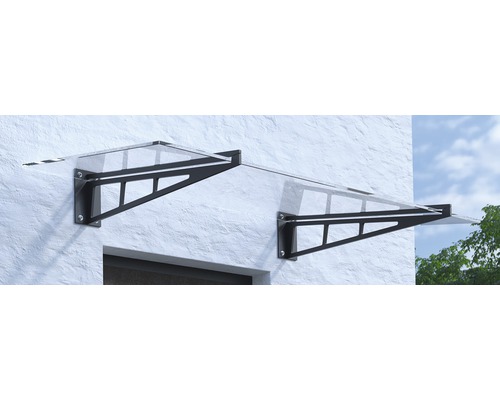 ARON luifel, aanbouwmodel, Calais gelaagd veiligheidsglas, 150x105 cm, antraciet, zonder muuraansluitprofiel