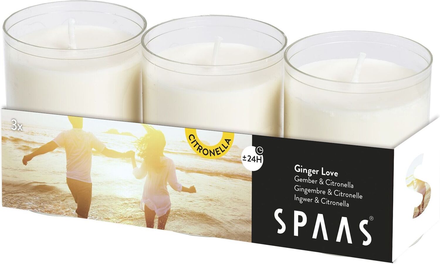 Spaas citronellakaars Ginger Love wit D 5 H 6,5 cm 3 stuks