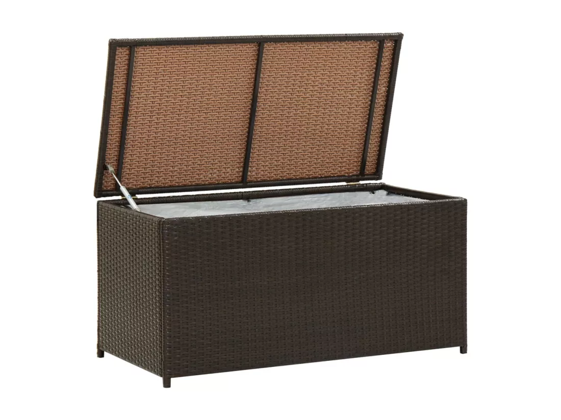 Prolenta Premium - Boîte de rangement de jardin résine tressée 100x50x50 cm marron
