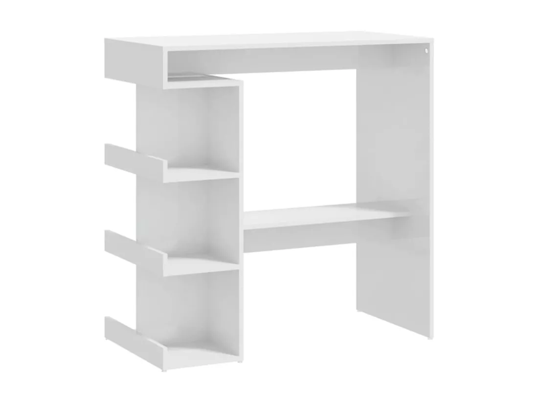 Table de bar étagère de rangement Blanc brillant 100x50x101,5cm