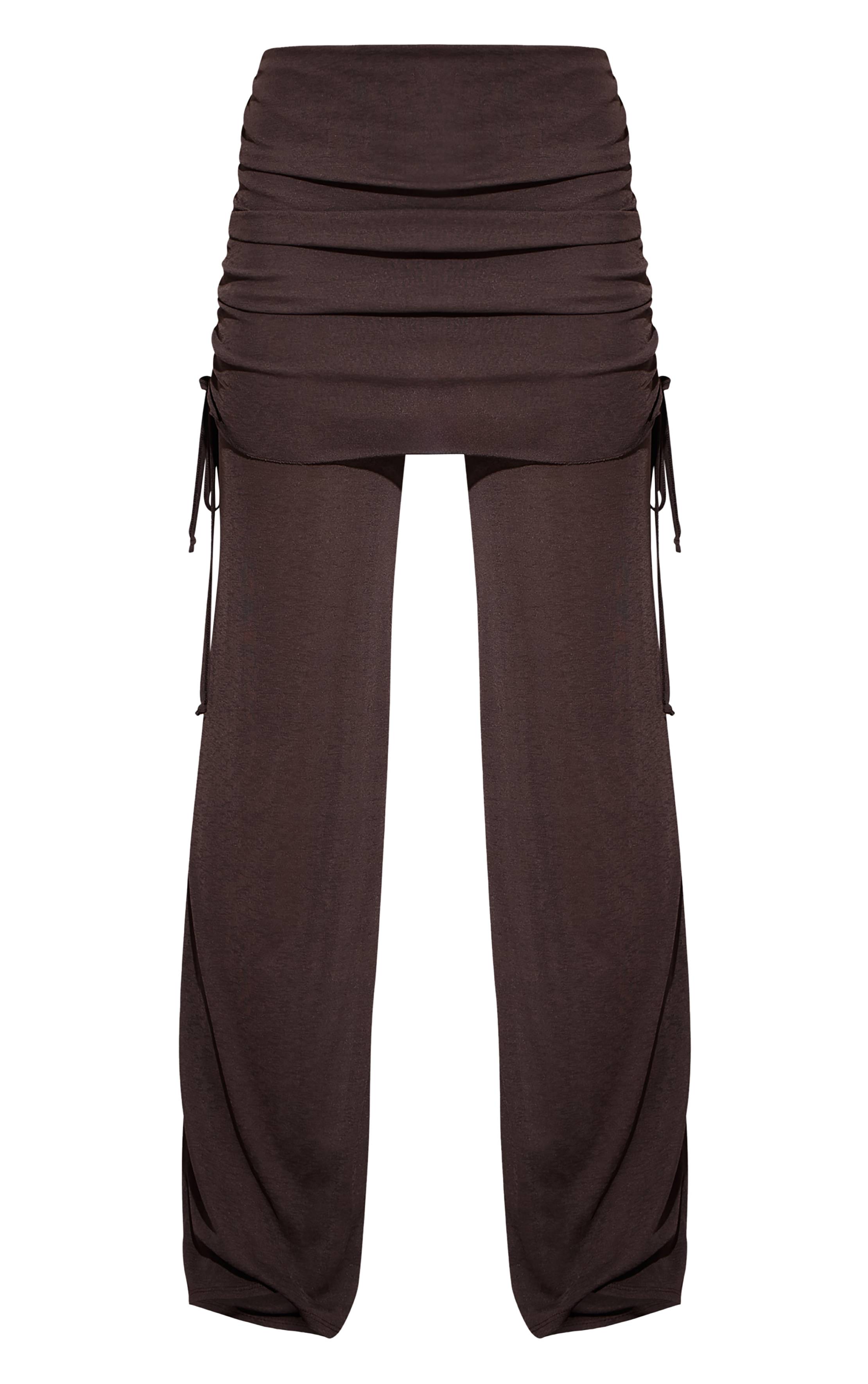 Chocolat Pantalon Droit À Panneau Drapé