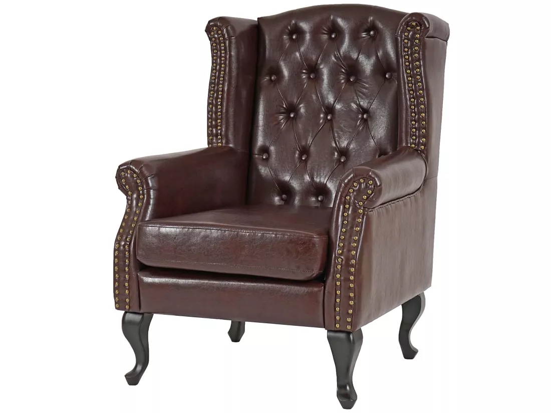 Fauteuil de relaxation Oxford, brun antique sans pouf