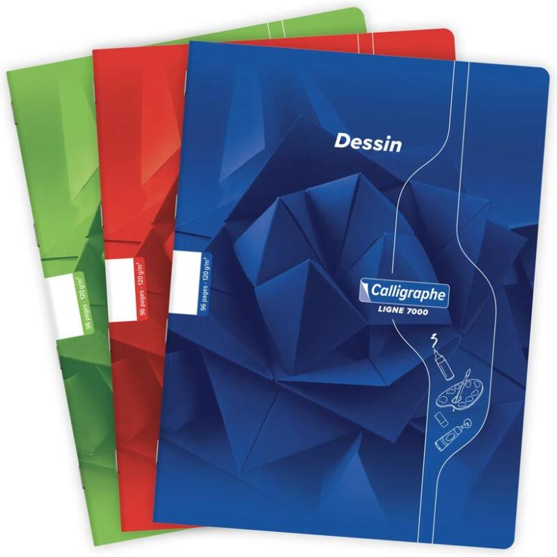 Cahier Dessin scolaire piqué 7000 24x32 cm 96 pages uni 120g - Assortis