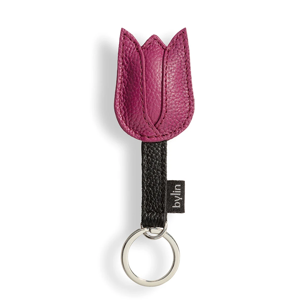 Tulip Keyring Structure Leather Fuchsia