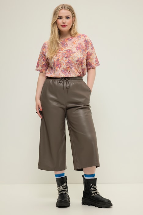 Culottes, Wide Legs, Fakeleder, Elastikbund