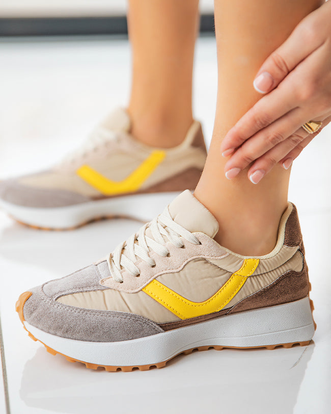 Basket femme beige sport à lacets - Giorgia