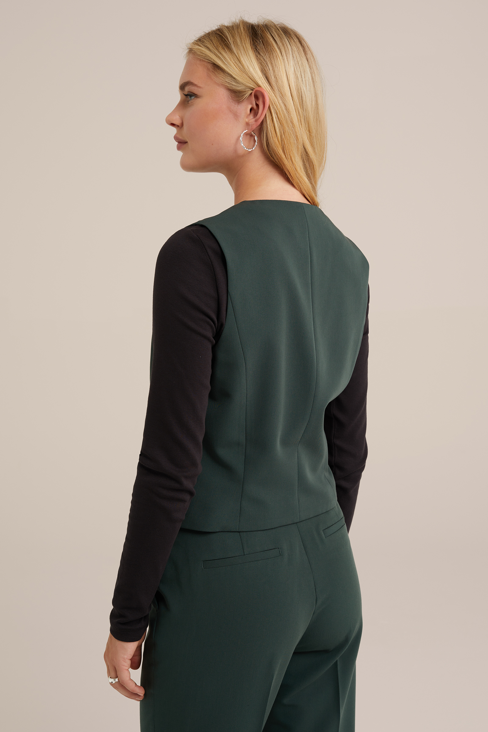getailleerde gilet WE Fashion Donkergroen