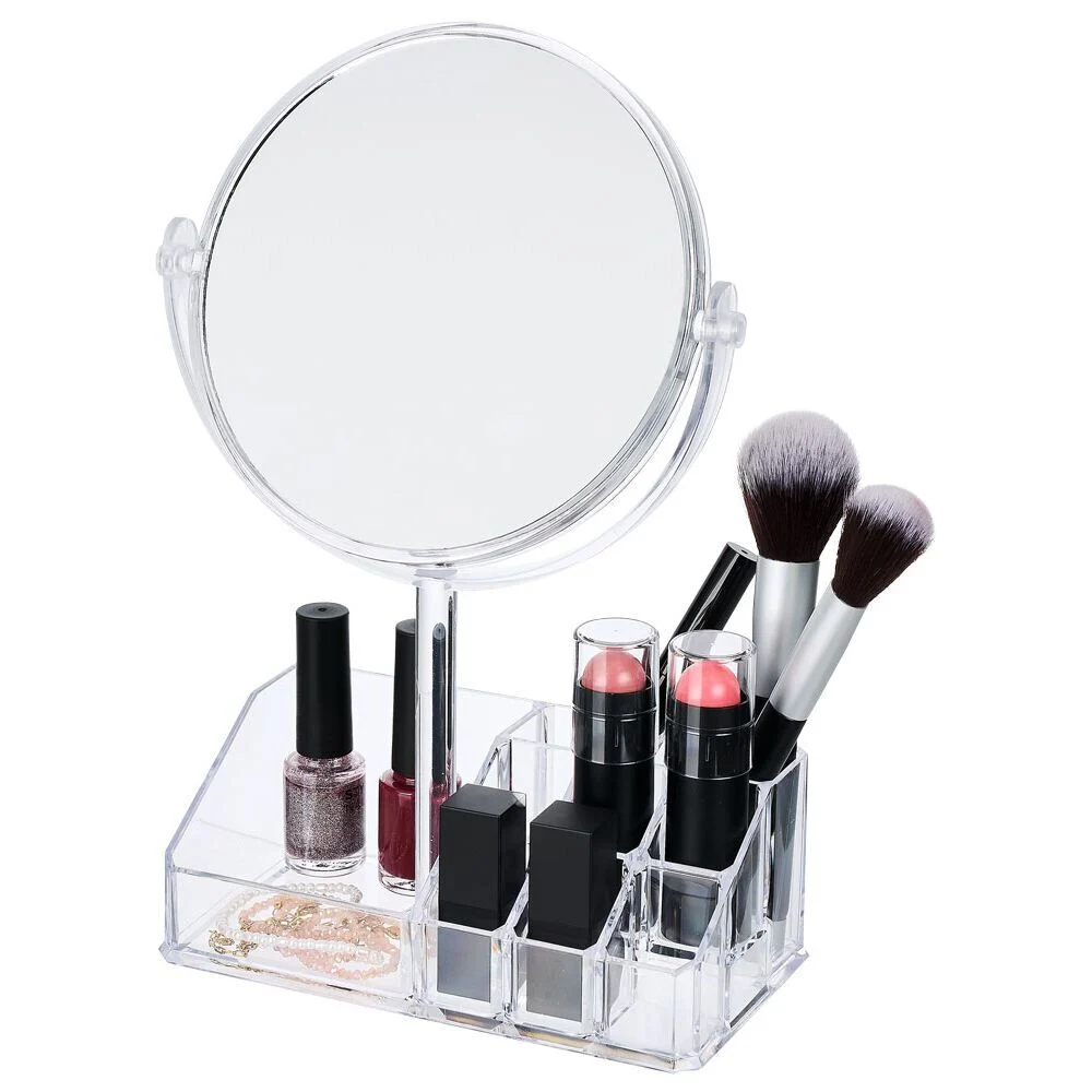 Rangement pour cosmétique avec miroir 9 compartiments 20x15xH5cm