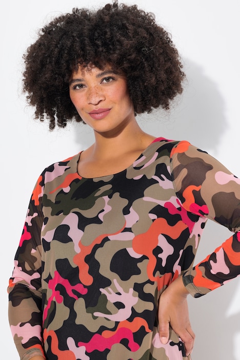 Meshkleid, Camouflage, Raffnungen, Langarm