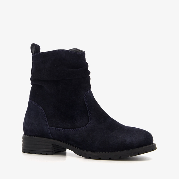 Hush Puppies suède dames enkellaarsjes donkerblauw