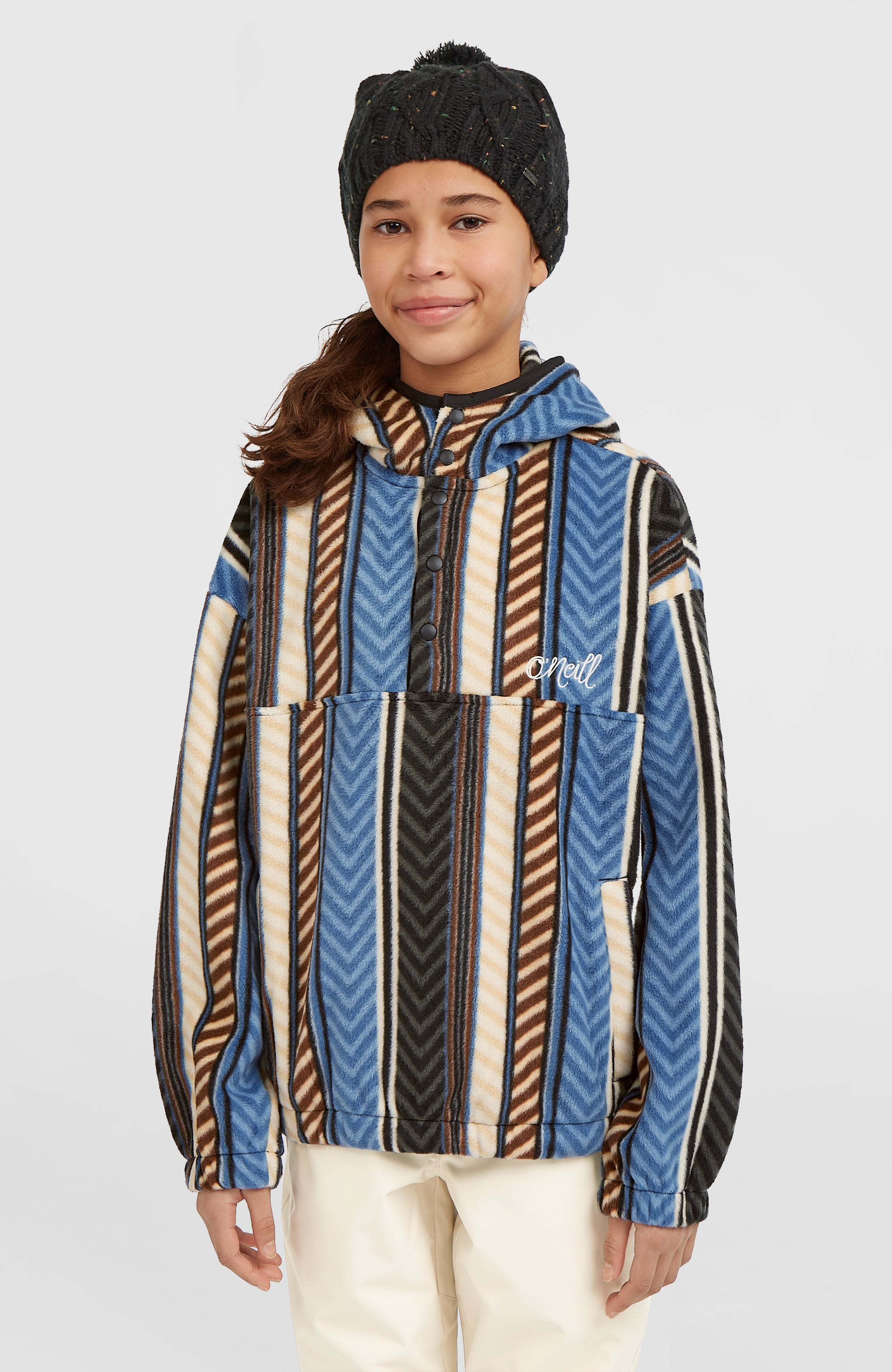 Superfleece hoodie met halve rits