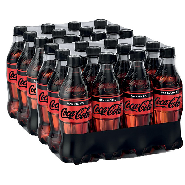 Soda Coca-Cola zéro sucres, en bouteille, lot de 24 x 50 cl
