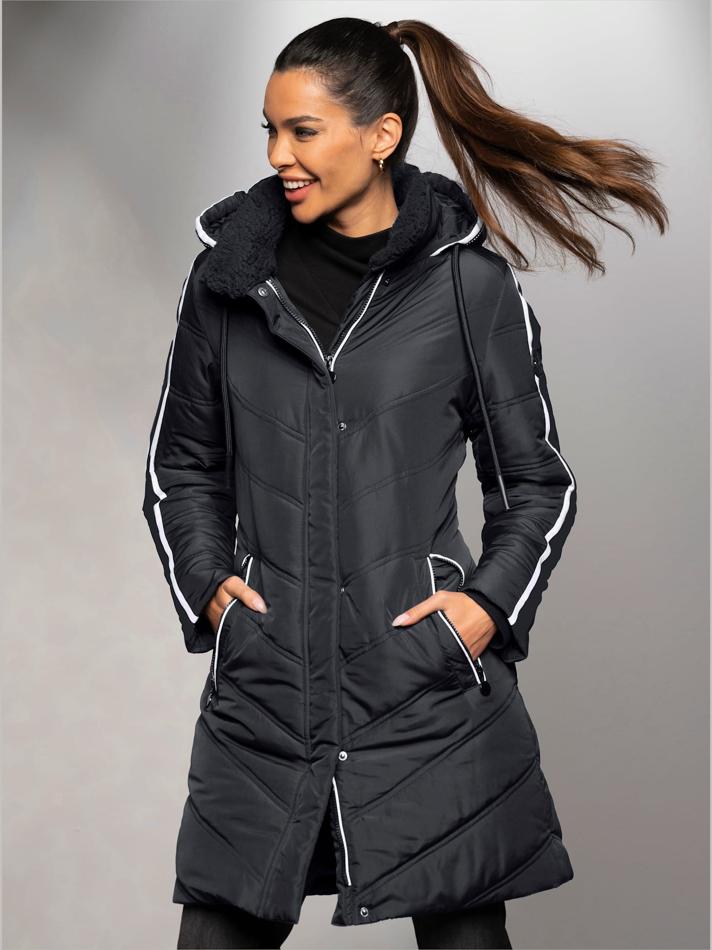 Manteau matelassé détails contrastés