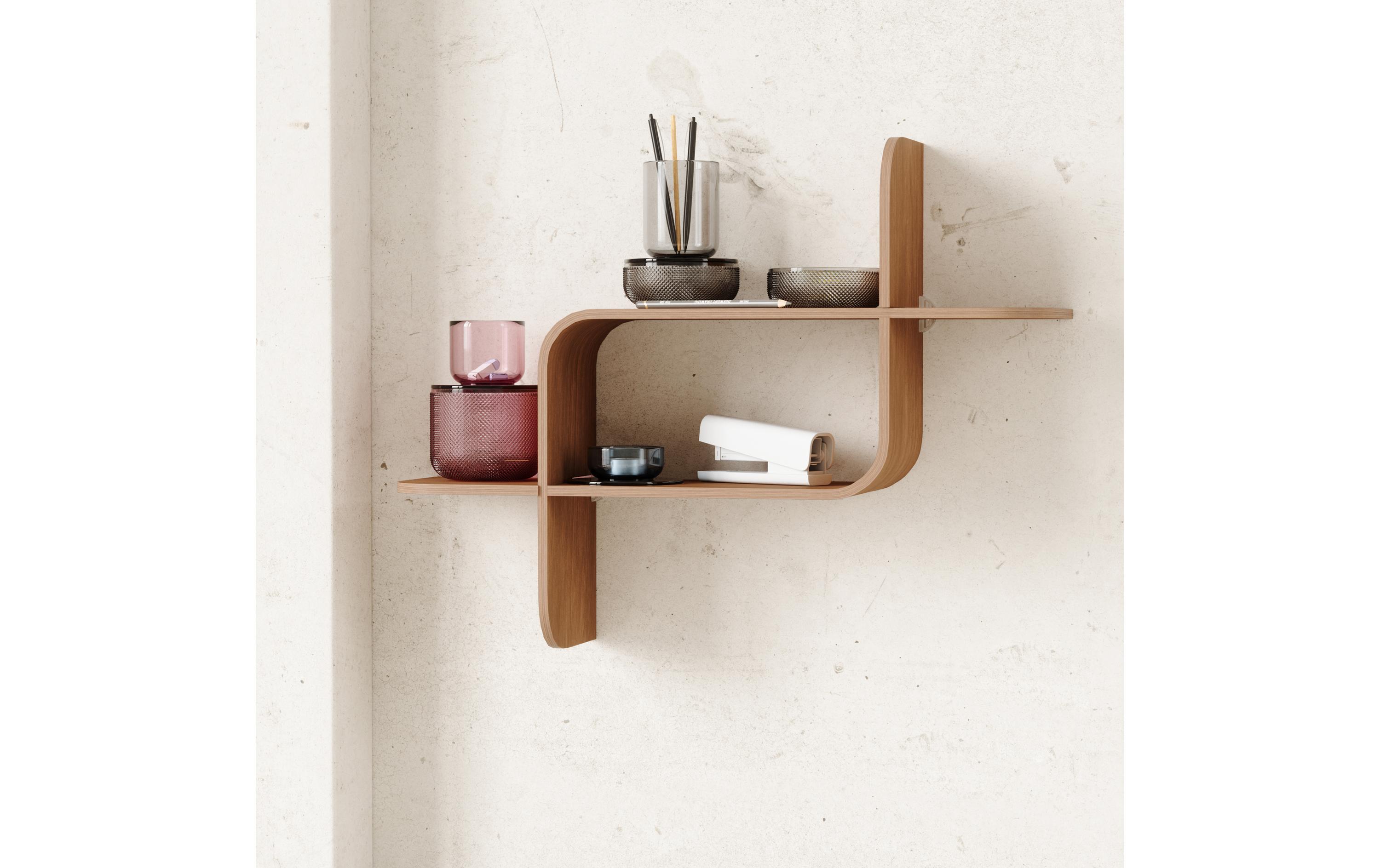 Wandregal Montage 62 x 15 x 47 cm, WalnussSchweberegal aus Holz
