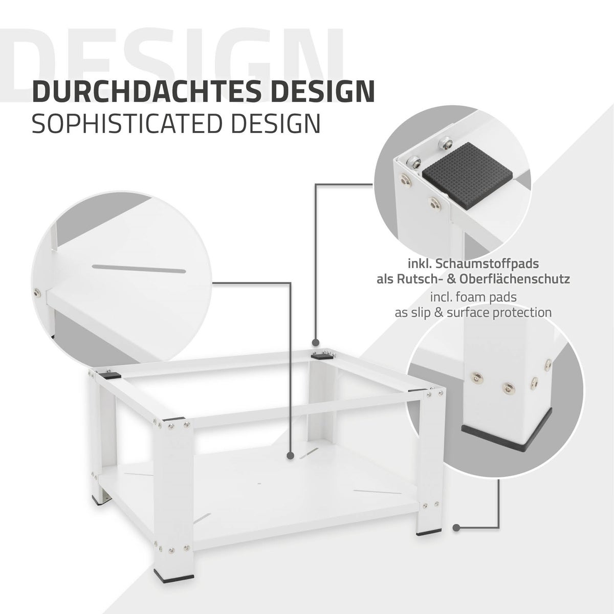ML-Design Wasmachine Onderstel met Plank 63x54 cm Staal Wit tot 150 kg, Wasmachinekast, Stabiele Wasmachine Onderstel, 32 cm Hoog Platform Uitbreiding Onderstel voor Droger/Koelkast